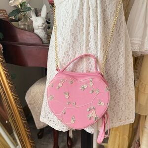 Pink Heart-Shaped Shabby-Chic Women's Crossbody Bag